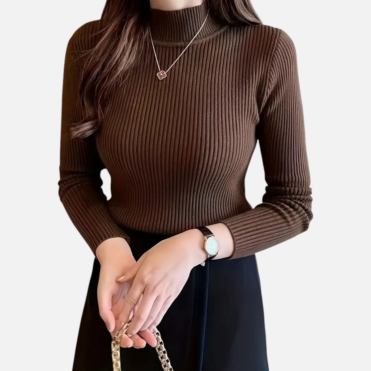 Old Fortune | Elegante slim fit trui met hoge kraag