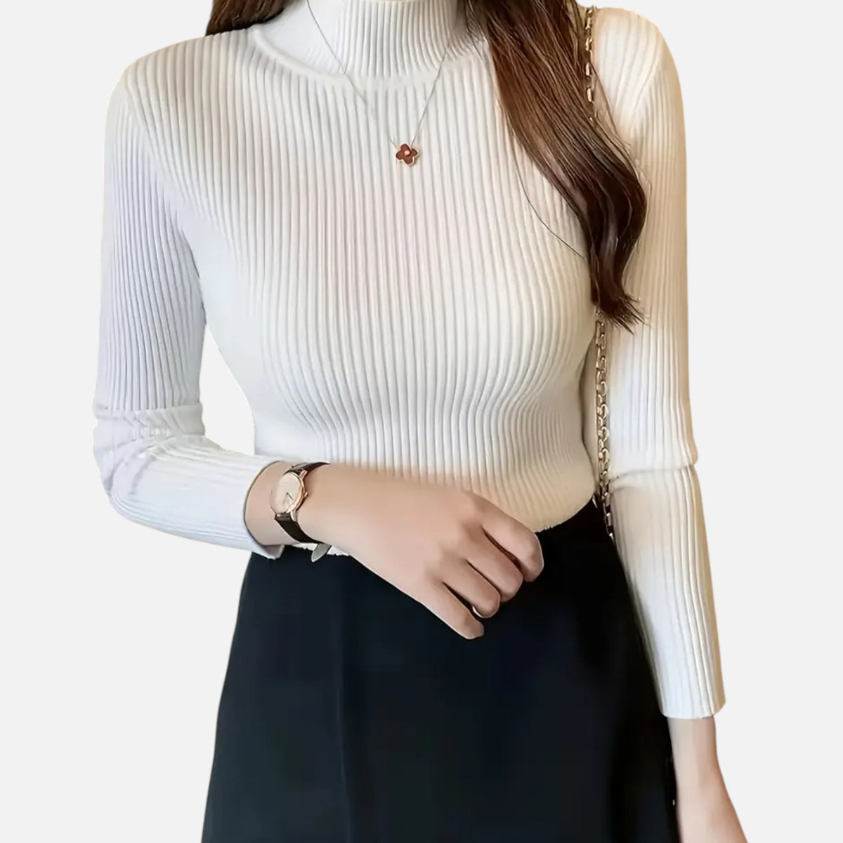 Old Fortune | Elegancki Sweter Slim Fit z Wysokim Kołnierzem