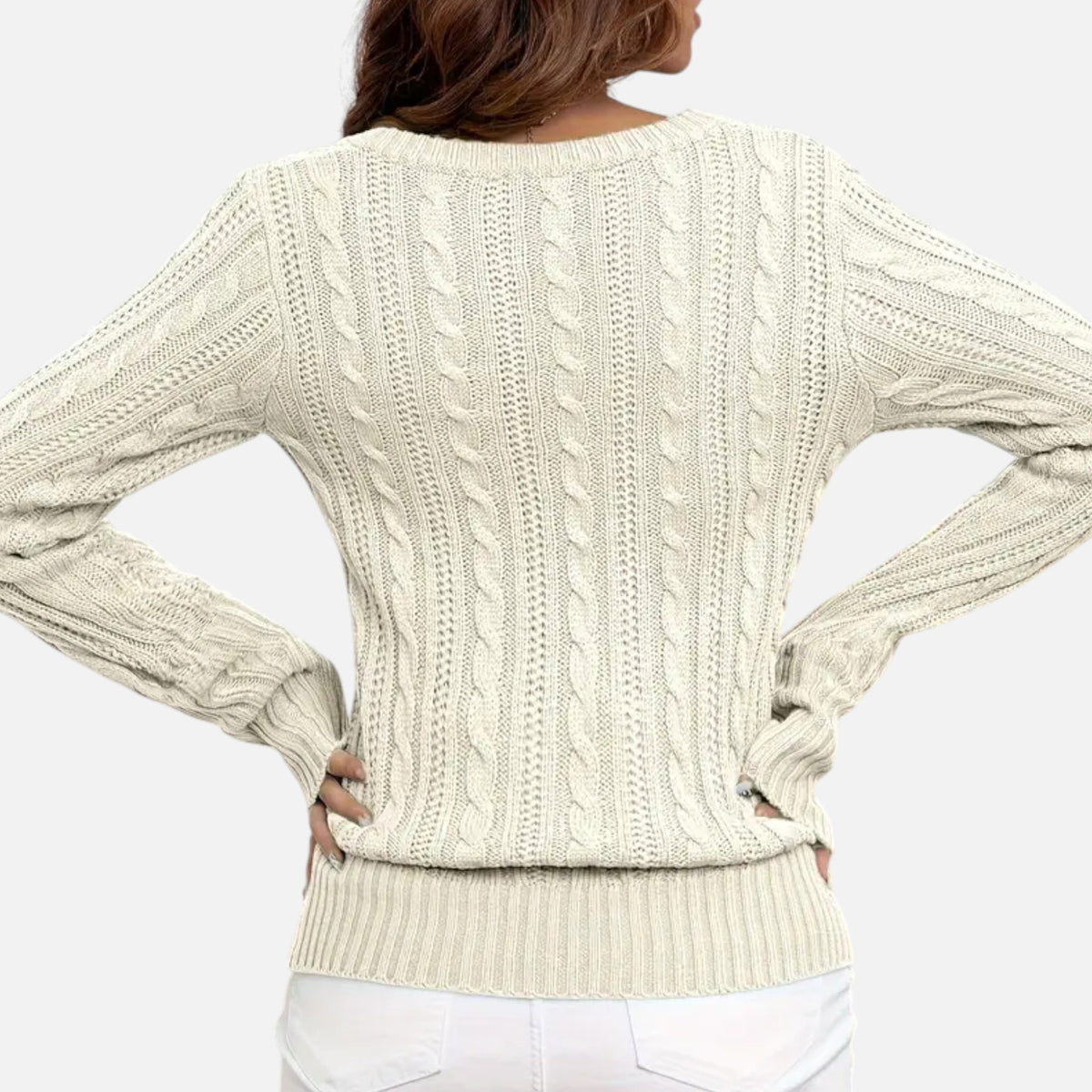 Old Fortune | Dames gebreide V-hals trui met patroon