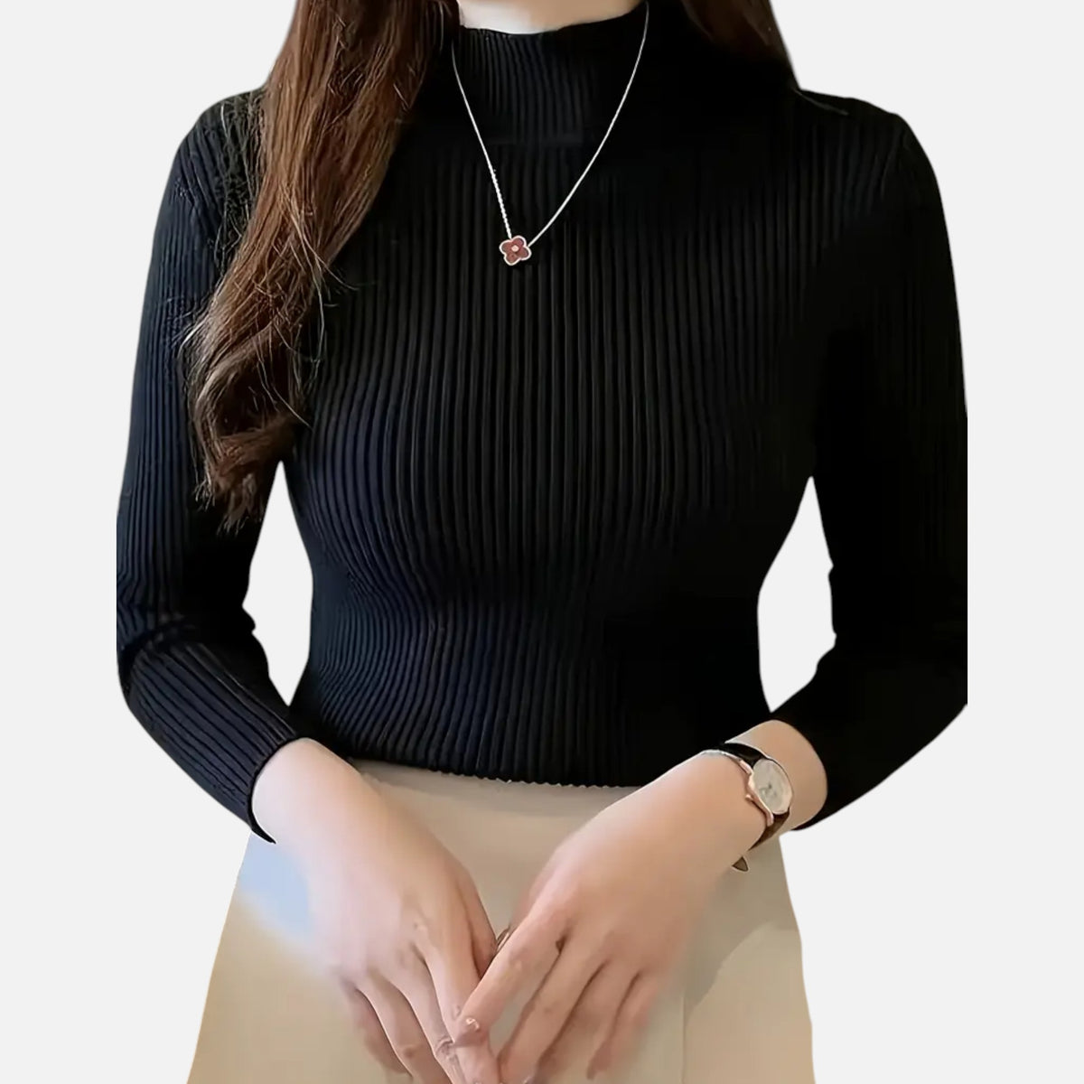 Old Fortune | Elegancki Sweter Slim Fit z Wysokim Kołnierzem