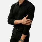 Old Fortune | Heren gebreid overhemd – gestreept slim fit