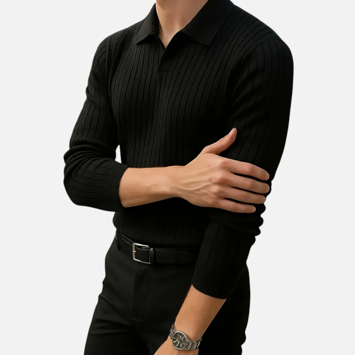 Old Fortune | Heren gebreid overhemd – gestreept slim fit