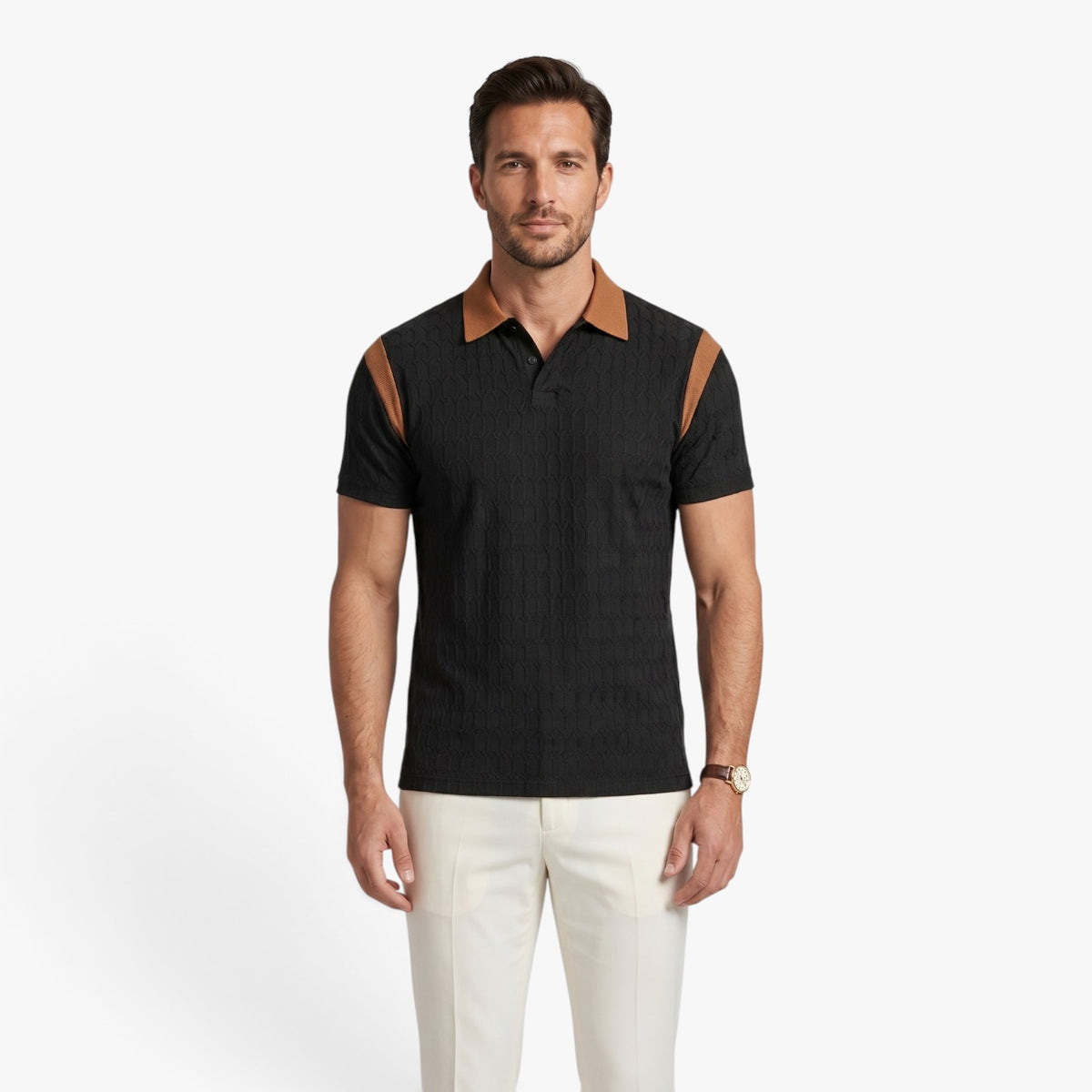 Old Fortune | Men's Polo Shirt with Contrasting Panels