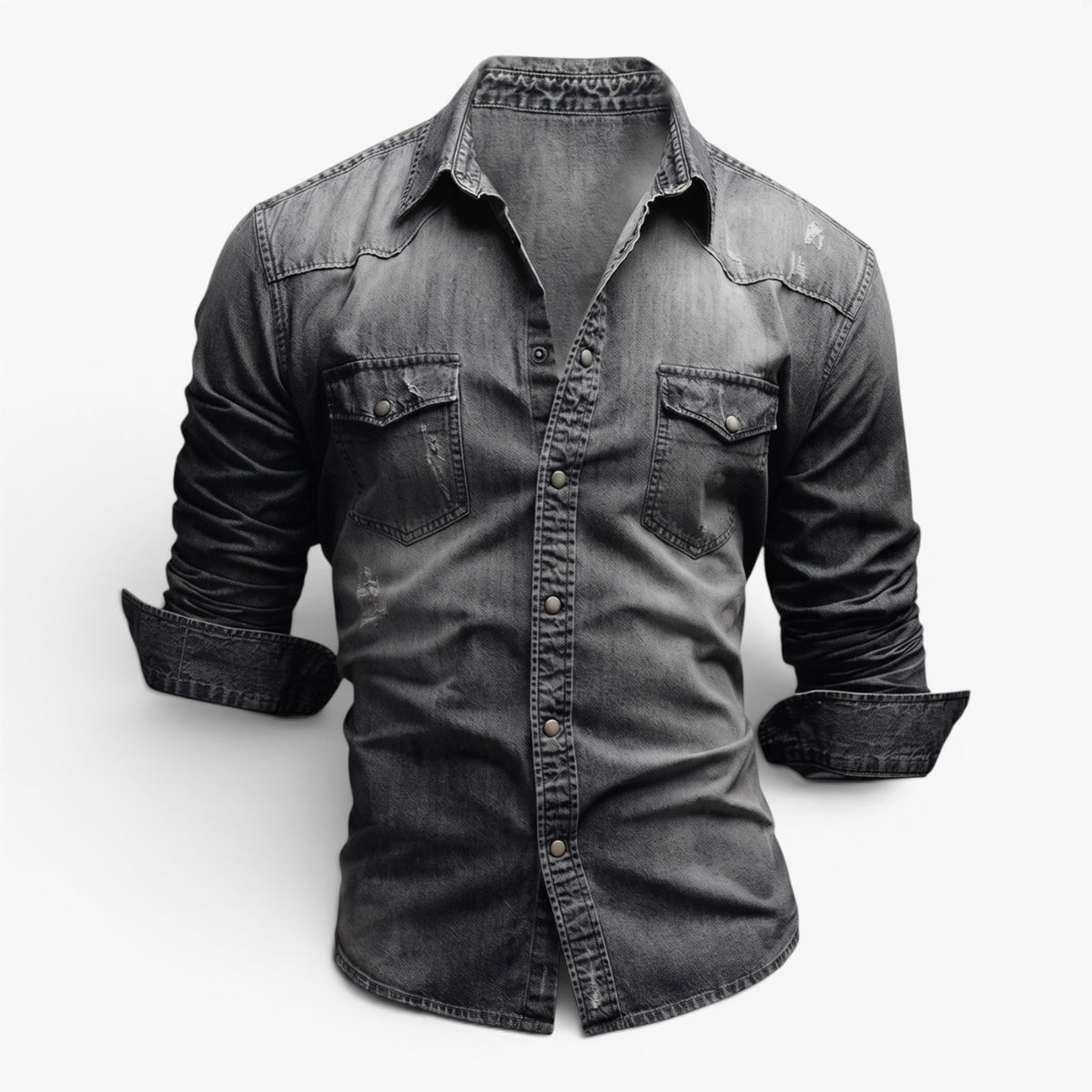 Old Fortune | Heren spijkerblouse western met drukknopen en zakken