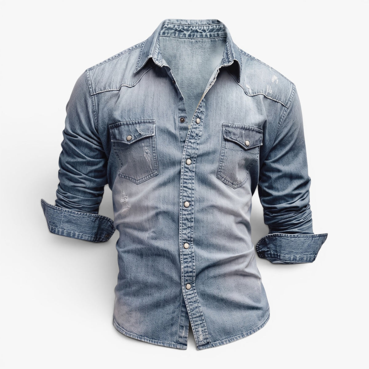 Old Fortune | Heren spijkerblouse western met drukknopen en zakken