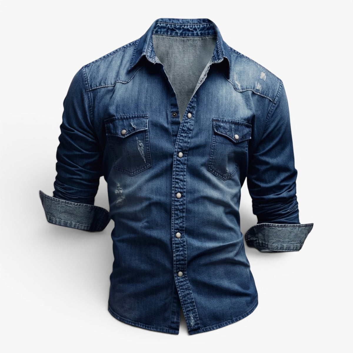 Old Fortune | Heren spijkerblouse western met drukknopen en zakken