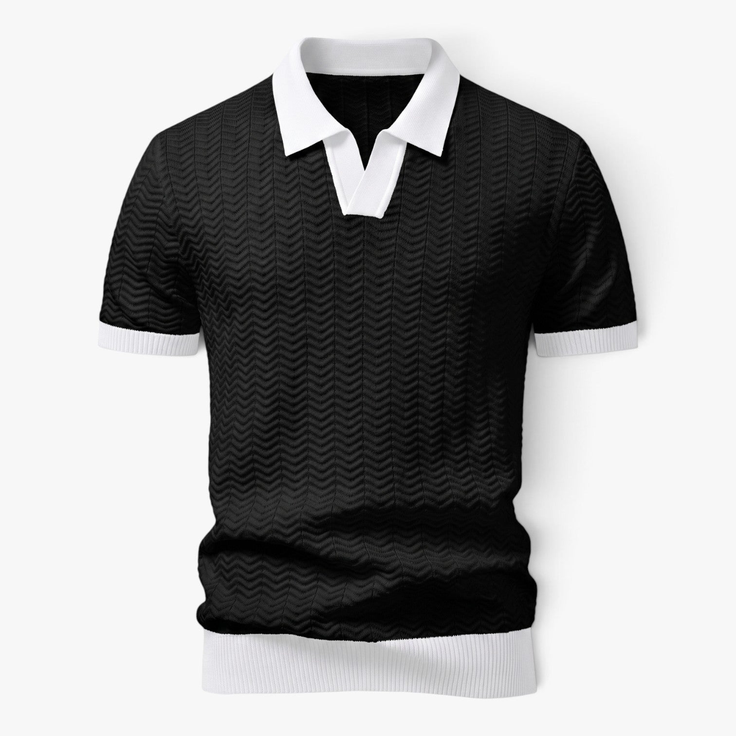 Old Fortune | Men's Textured-Knit Polo Shirt