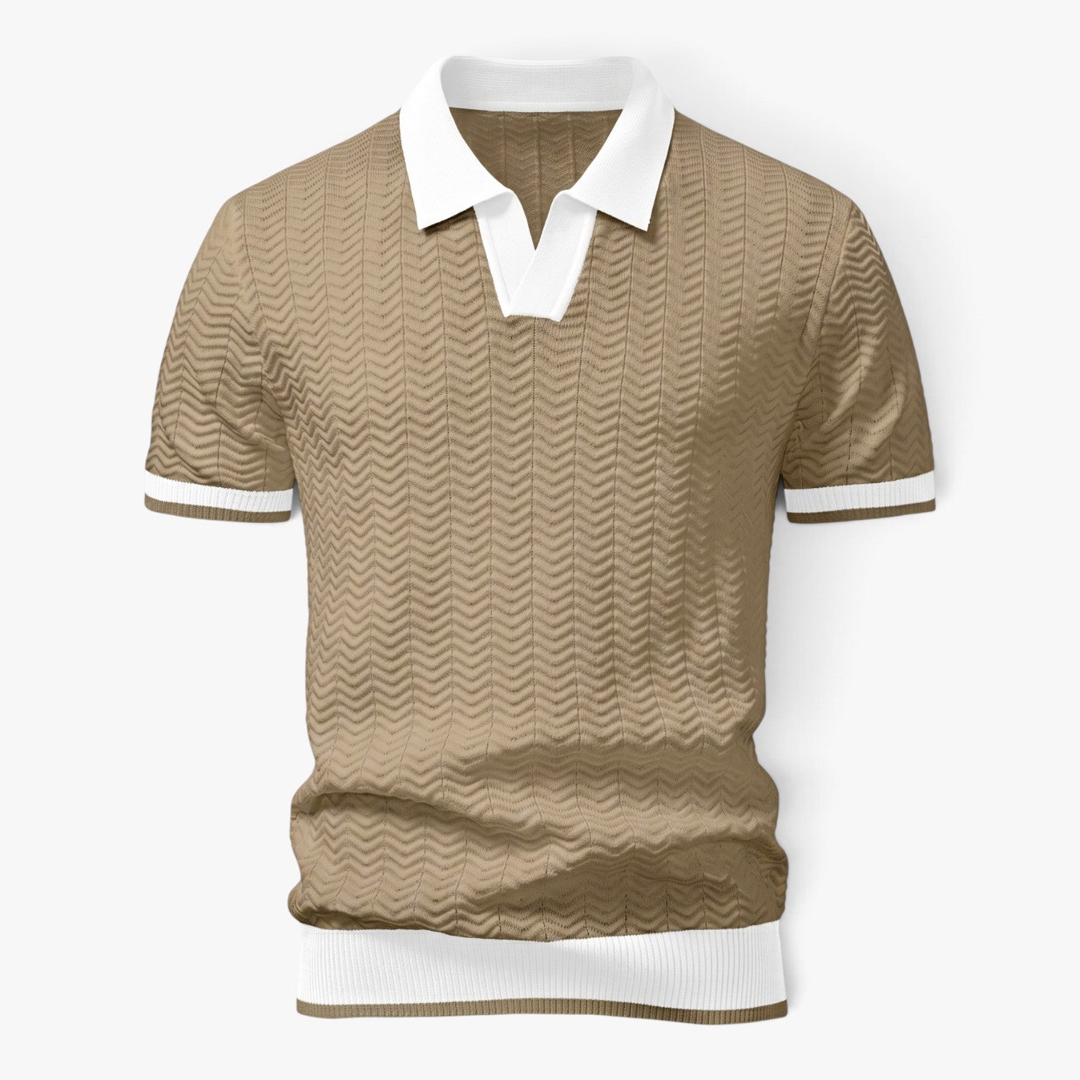 Old Fortune | Men's Textured-Knit Polo Shirt