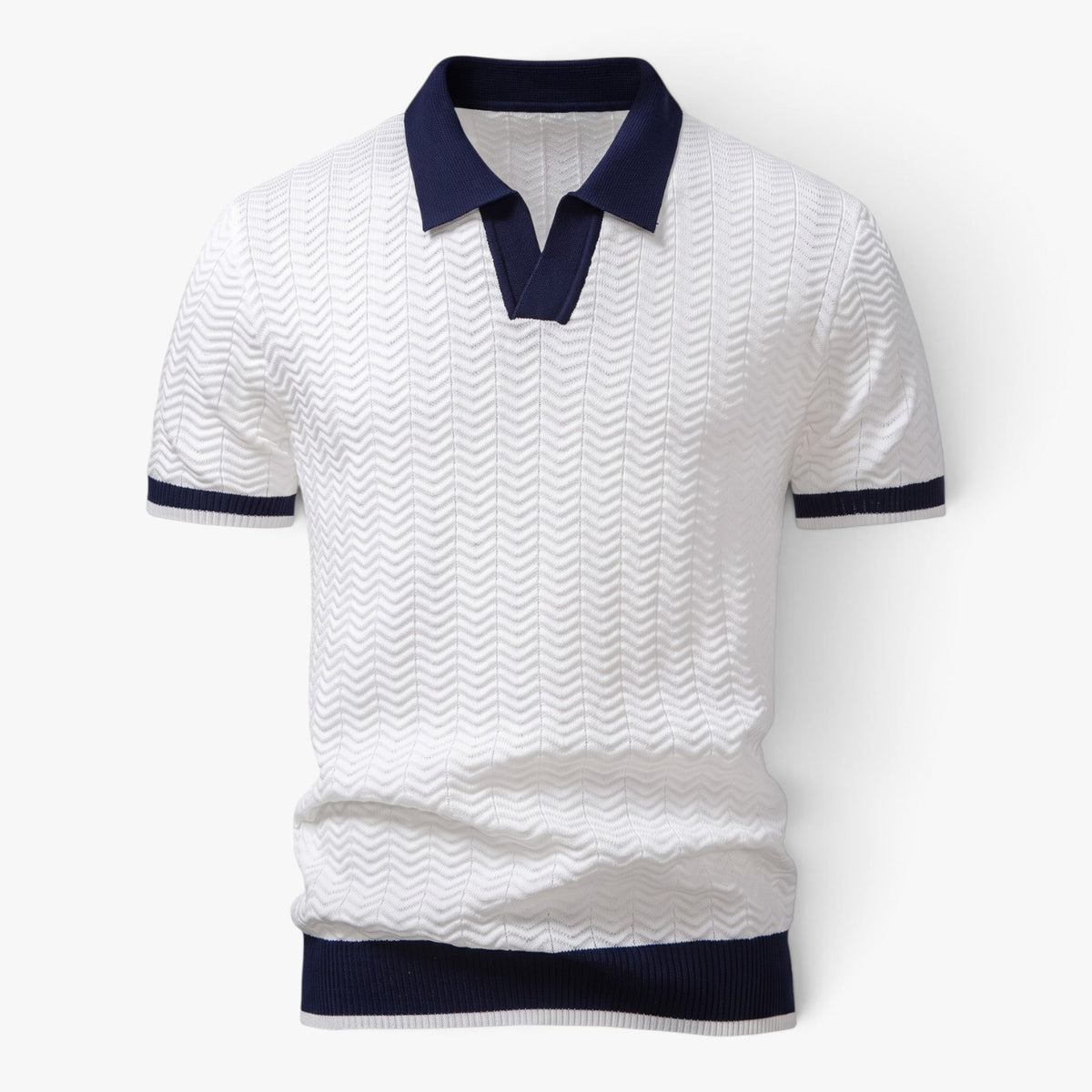Old Fortune | Men's Textured-Knit Polo Shirt