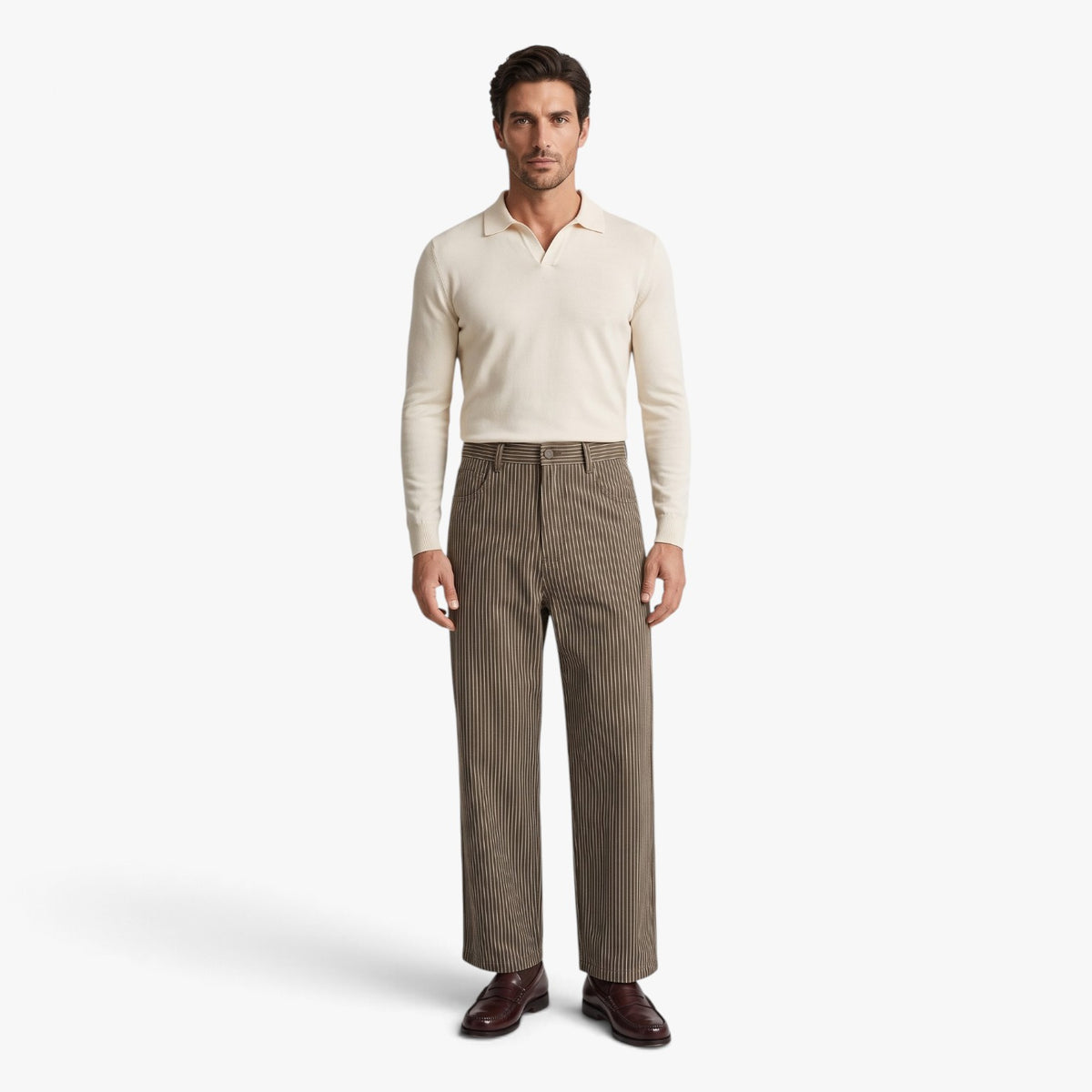 Old Fortune | Men's wide-leg ribbed denim pants