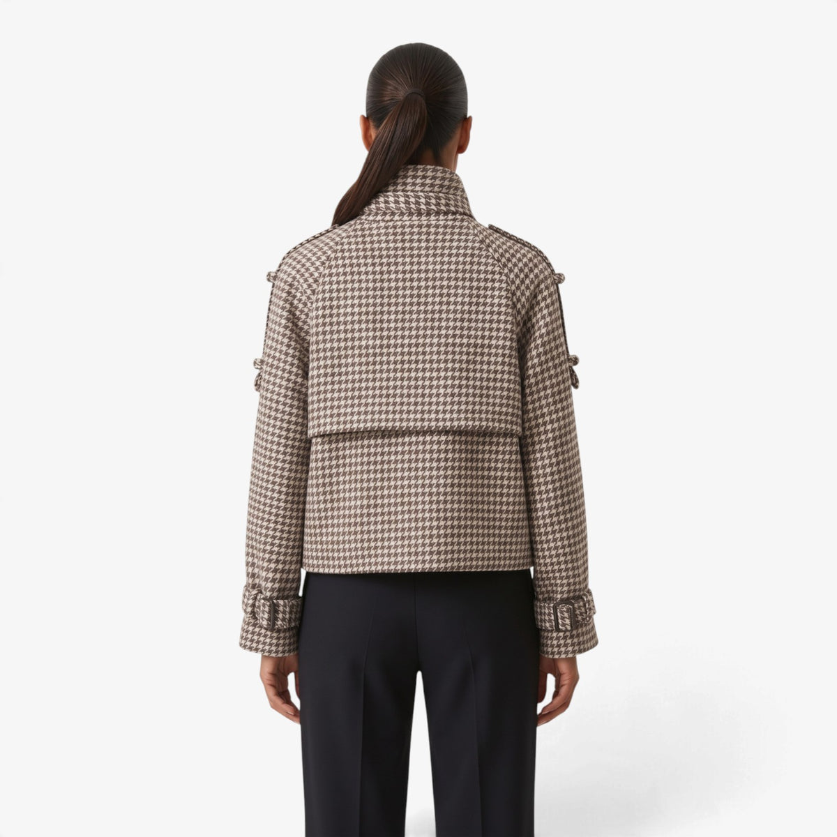 Old Fortune | Short houndstooth jacket with a double-breasted fastening