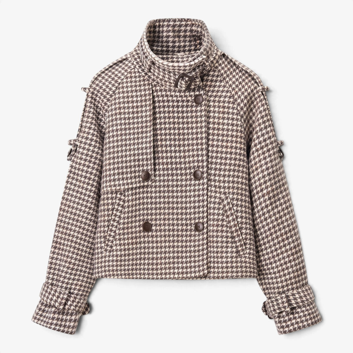 Old Fortune | Short houndstooth jacket with a double-breasted fastening