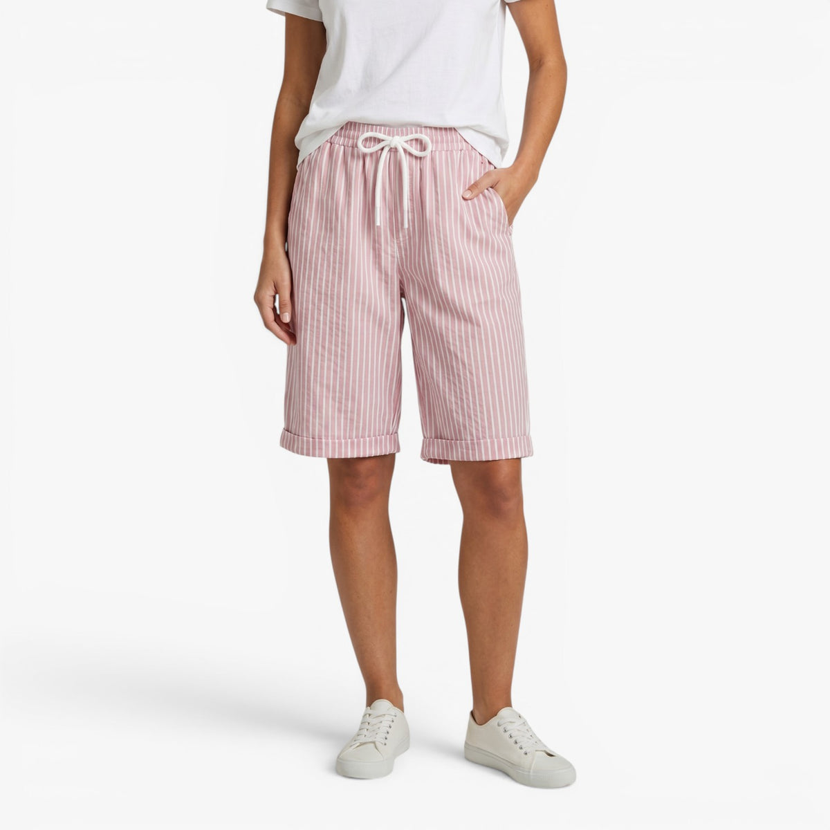Old Fortune | Women's Striped Bermuda Shorts with a Relaxed Fit