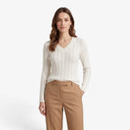 Old Fortune | Women's V-Neck Knit Sweater with Pattern