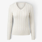 Old Fortune | Women's V-Neck Knit Sweater with Pattern