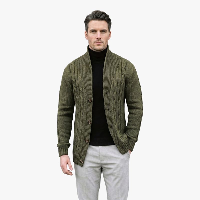 Old Fortune | Herren Cardigan mit grobem Strickmuster