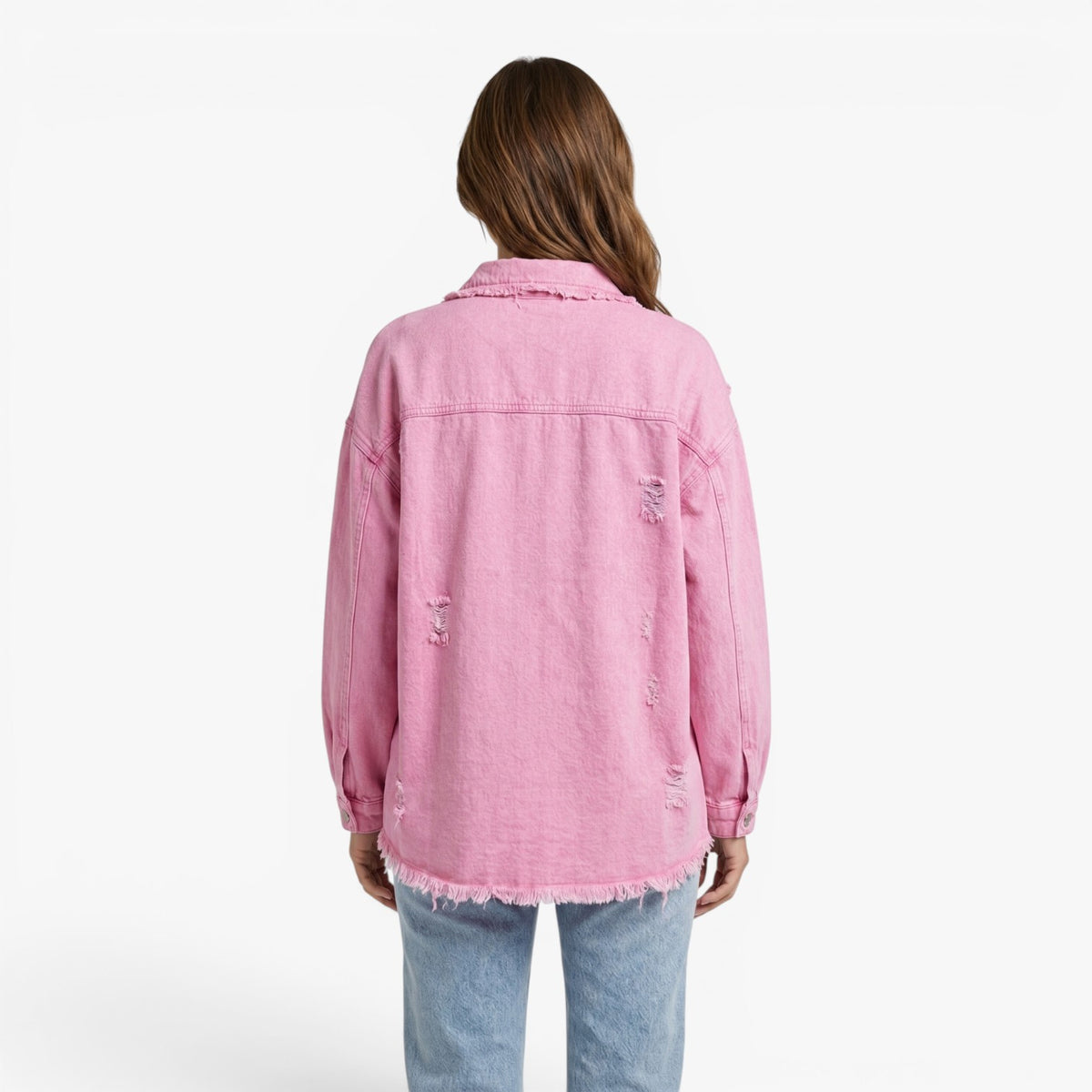 Old Fortune | Damska Jeansowa Kurtka Oversize z Przetarciami