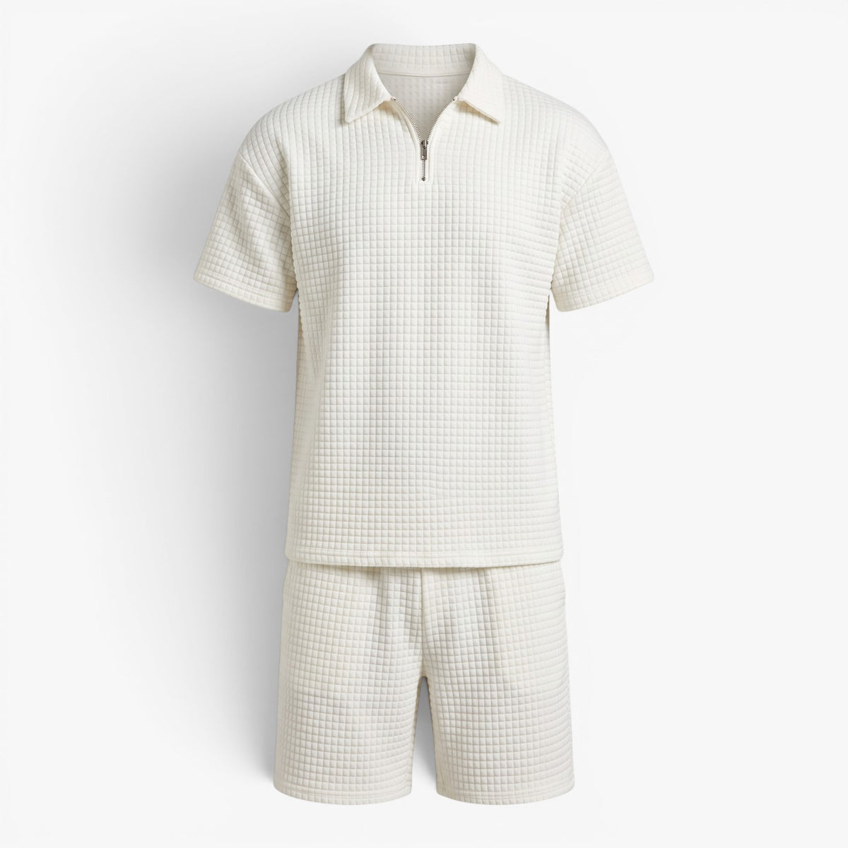 Old Fortune | Heren Tweedelig Wafelset met Polo en Shorts