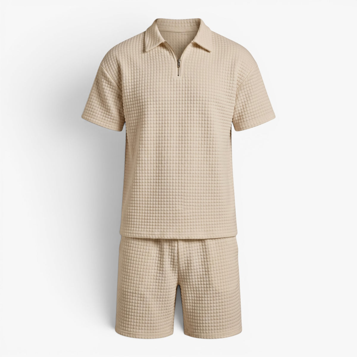 Old Fortune | Heren Tweedelig Wafelset met Polo en Shorts