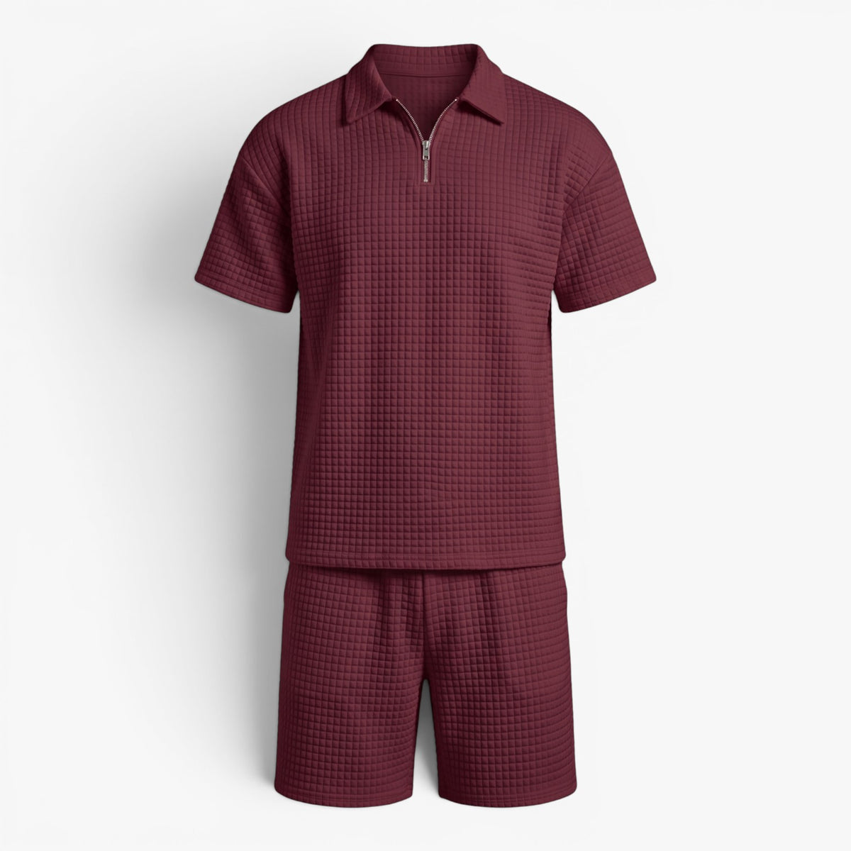 Old Fortune | Heren Tweedelig Wafelset met Polo en Shorts