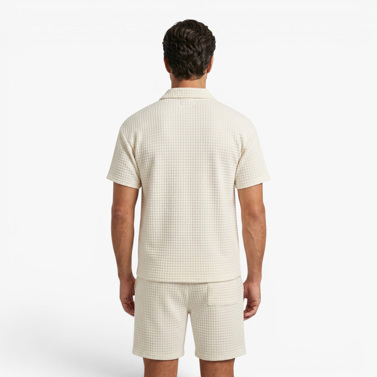 Old Fortune | Heren Tweedelig Wafelset met Polo en Shorts