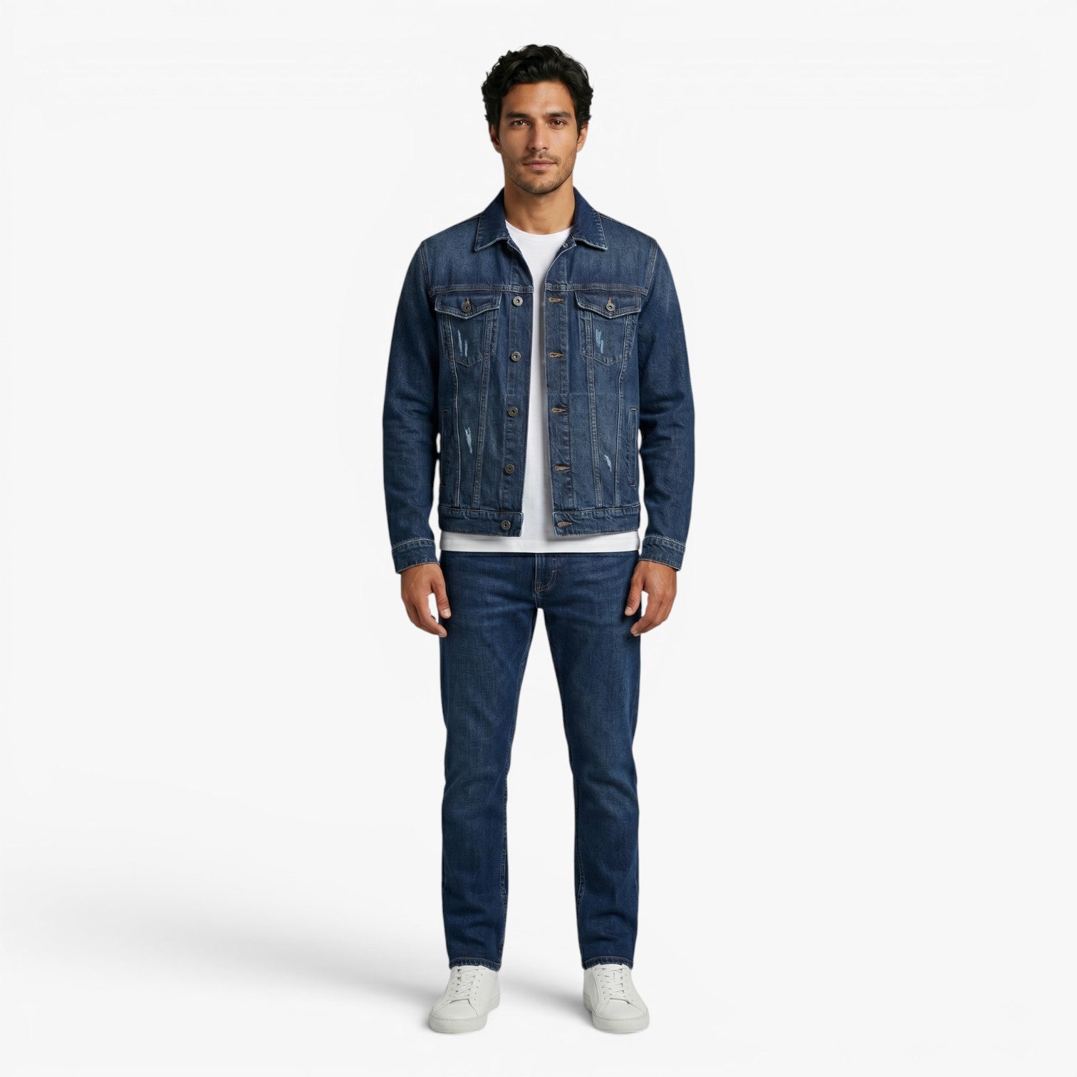 Old Fortune | Herren Vintage Jeansjacke mit Used-Effekten