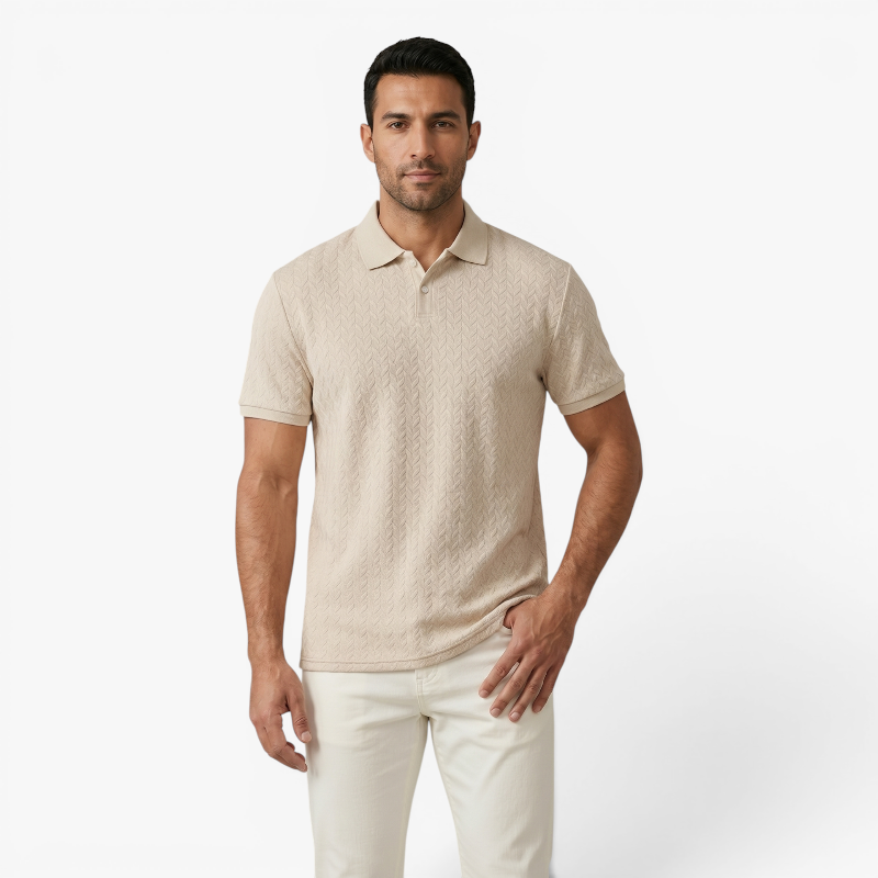 Old Fortune | Heren polo met gestructureerd patroon