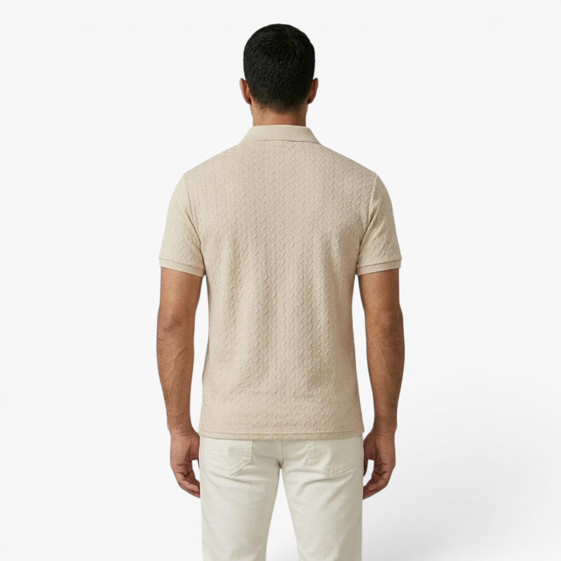 Old Fortune | Heren polo met gestructureerd patroon