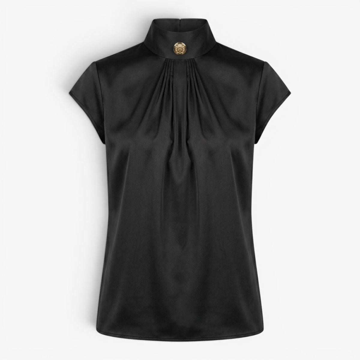 Old Fortune | Elegancka Bluzka z Ozdobnym Kołnierzem Stójkowym