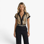 Old Fortune | Women's Blouse with Artistic Vertical Stripes