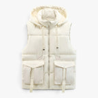 Old Fortune | Gewatteerd vest met capuchon en zakken
