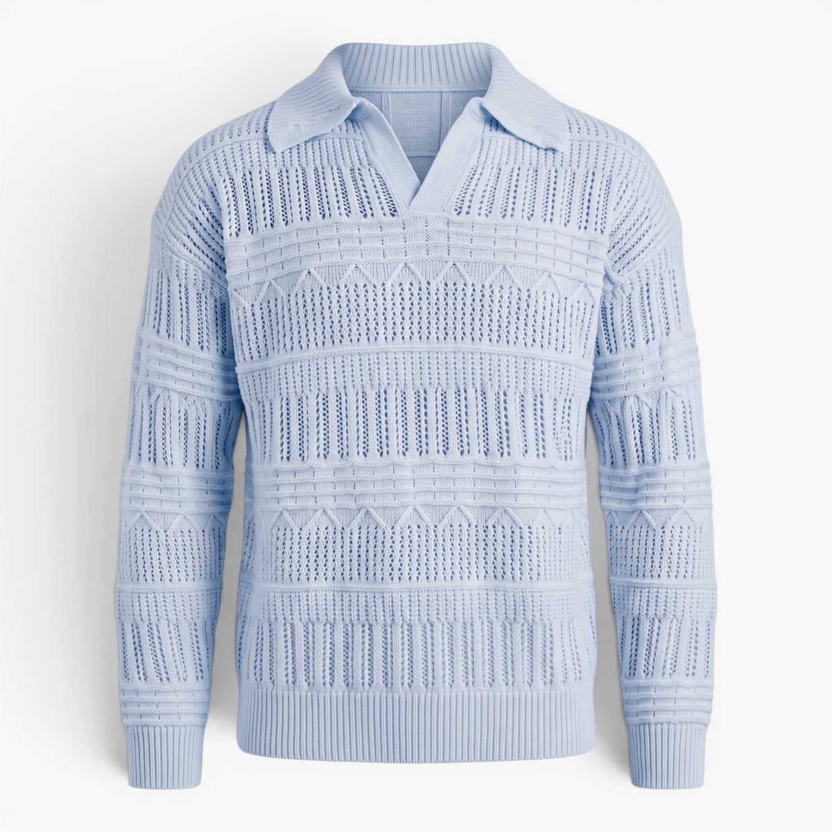 Old Fortune | Herren Pullover Polo aus Lochstrick