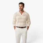 Old Fortune | Herren Pullover Polo aus Lochstrick