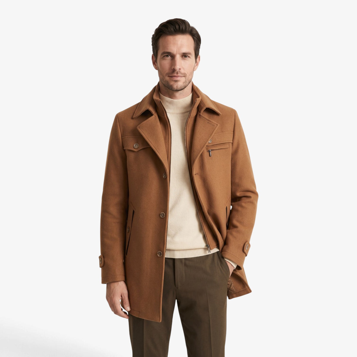 Old Fortune | Men's wool-blend coat with a high collar