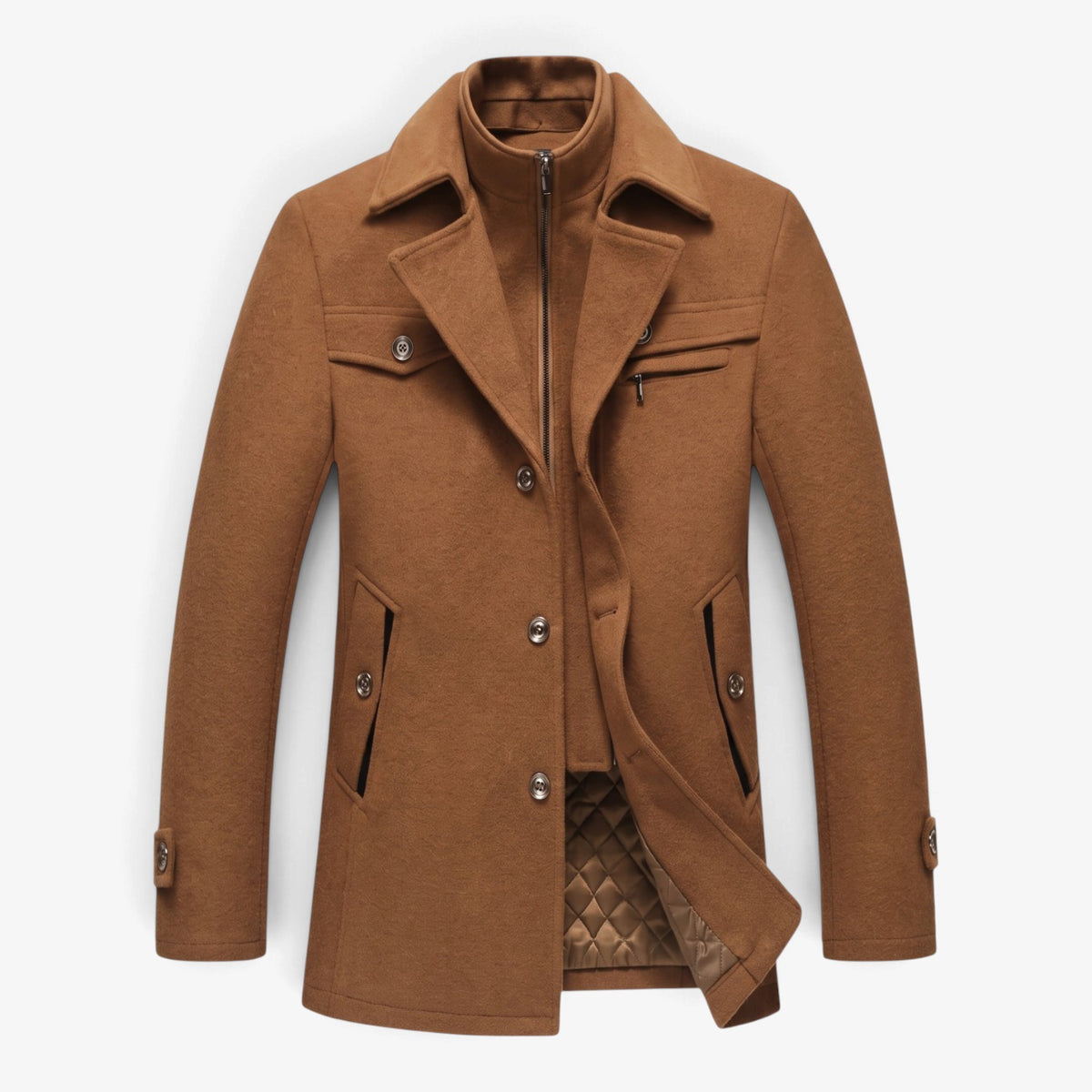 Old Fortune | Men's wool-blend coat with a high collar