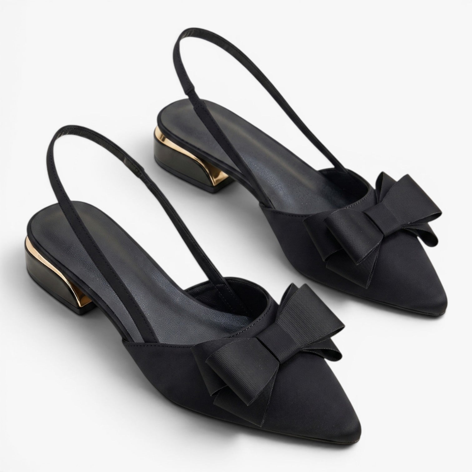 Old Fortune | Damskie Czółenka Slingback z Kokardą i Szpiczastym Noskiem