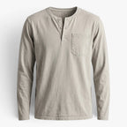 Old Fortune | Heren Henley T-shirt met Lange Mouwen en Zak Casual