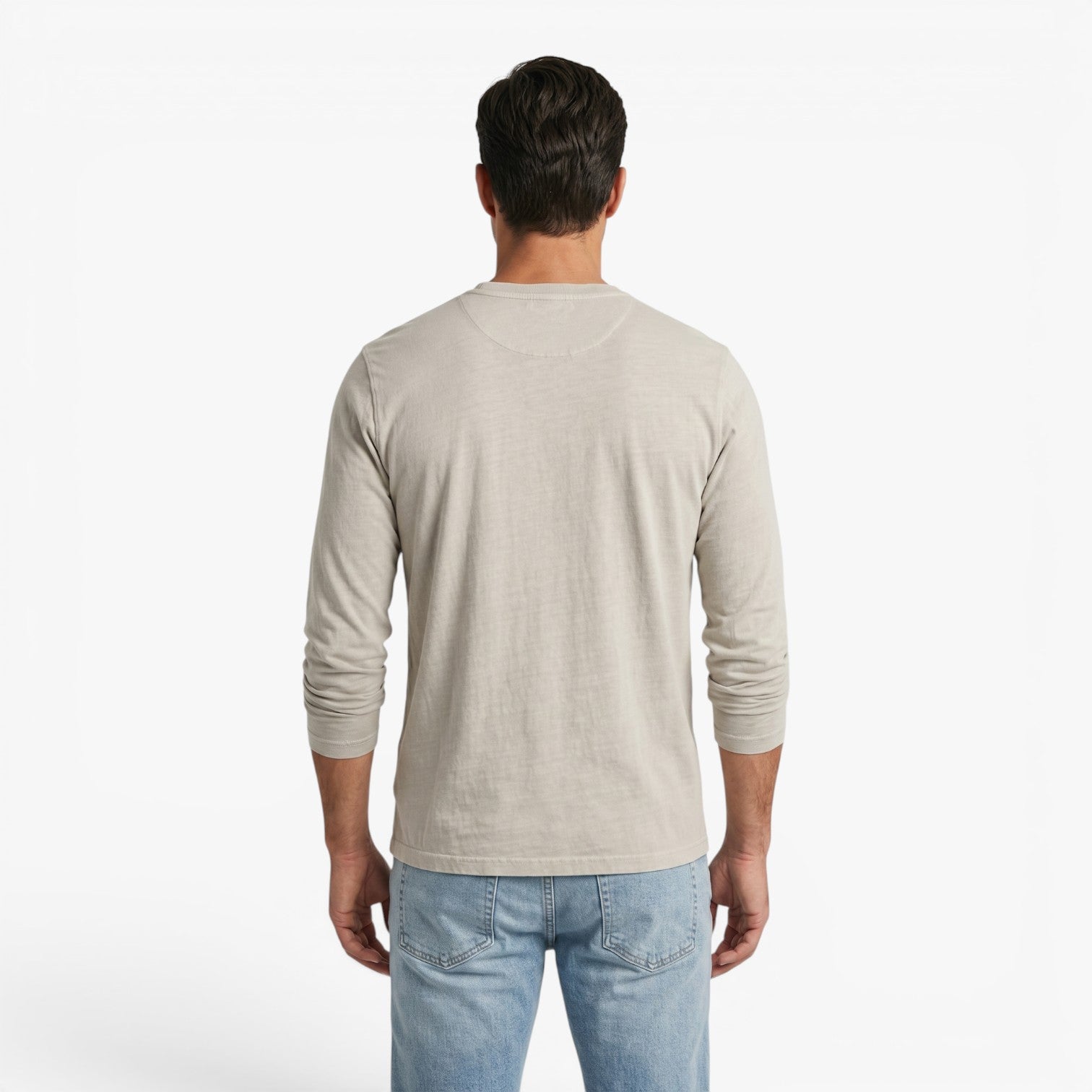 Old Fortune | Heren Henley T-shirt met Lange Mouwen en Zak Casual