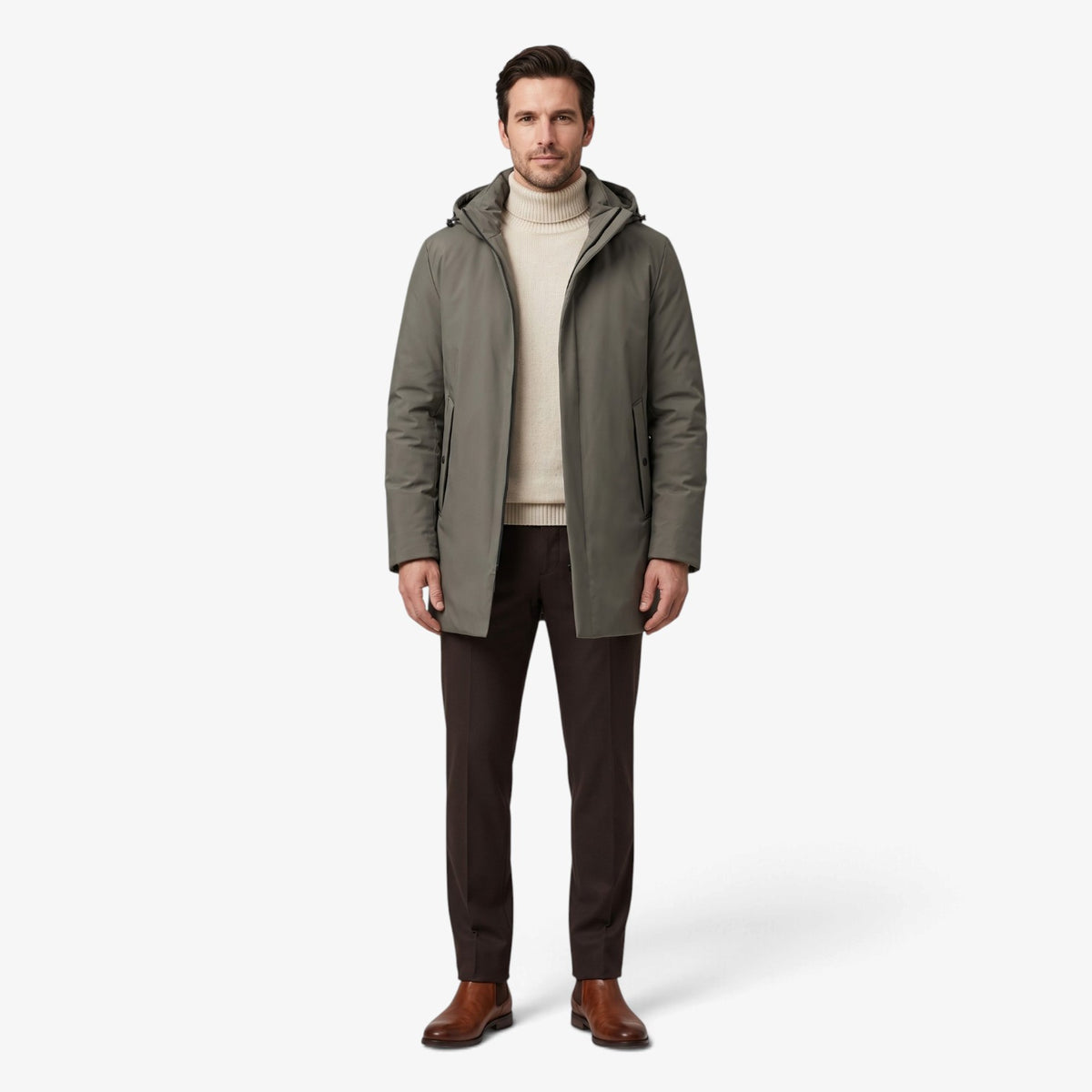 Old Fortune | Herren-Übergangsjacke mit Kapuze und verlängertem Schnitt