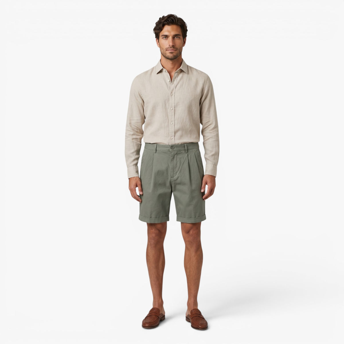 Old Fortune | Męskie Szorty Sartorial z Zakładkami