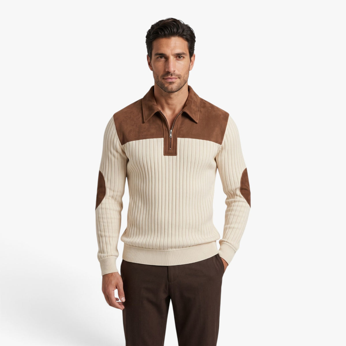Old Fortune | Herren-Rippstrickpullover mit Reißverschluss