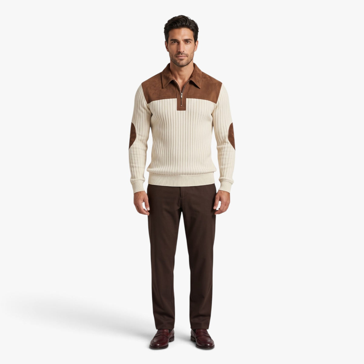 Old Fortune | Herren-Rippstrickpullover mit Reißverschluss