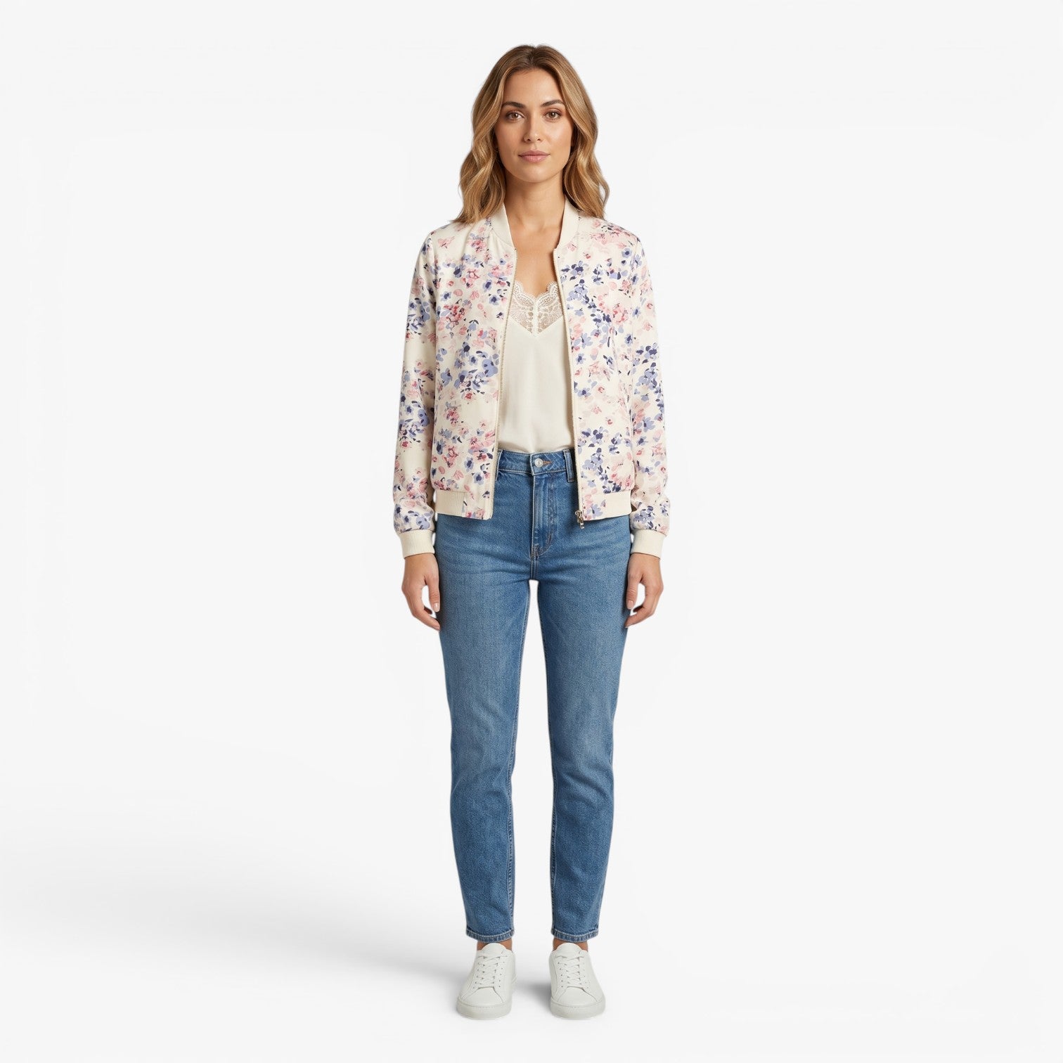 Old Fortune | Damska Kurtka Bomber w Kwiatowy Wzór