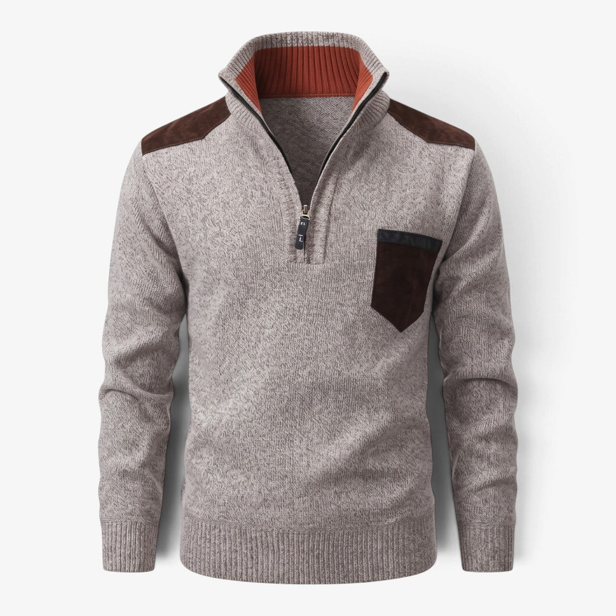 Old Fortune | Herrenpullover mit Stehkragen und kontrastierenden Details