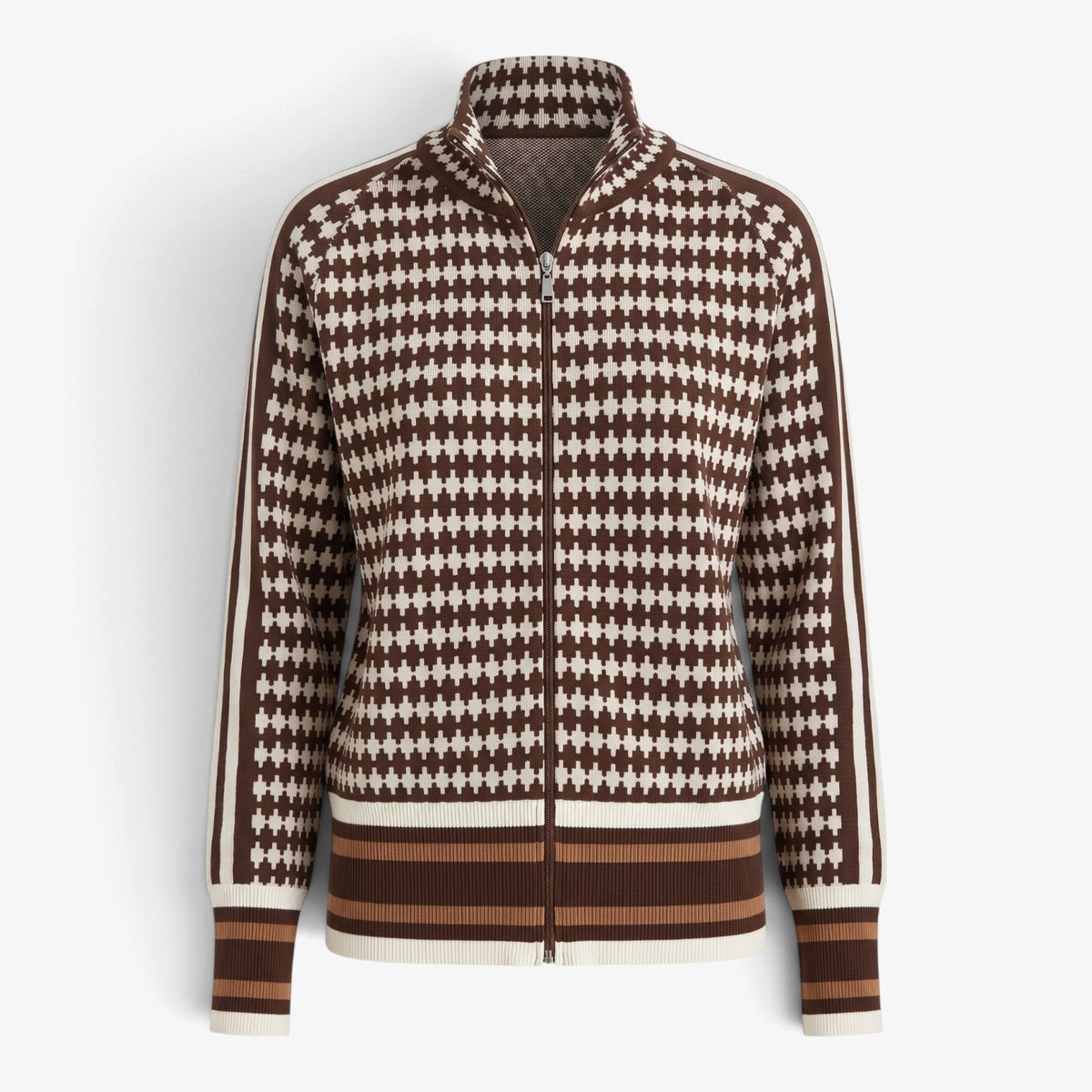 Old Fortune | Damski sweter wzorzysty z zamkiem