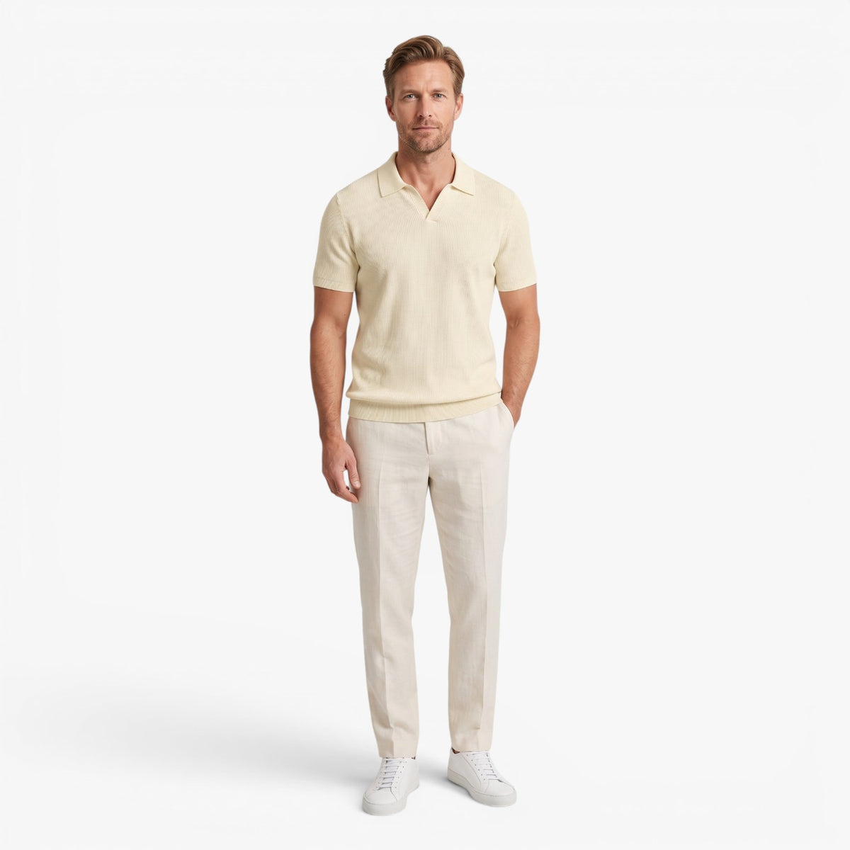 Old Fortune | Heren polyester poloshirt met gestructureerde afwerking