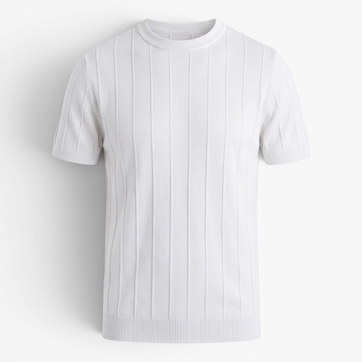 Old Fortune | Heren T-shirt van gebreide stof met verticale ribbels Slim Fit