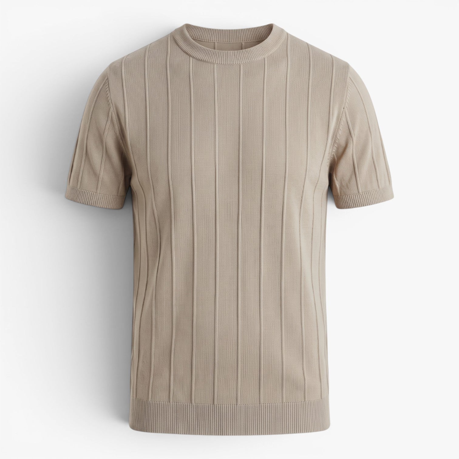 Old Fortune | Heren T-shirt van gebreide stof met verticale ribbels Slim Fit