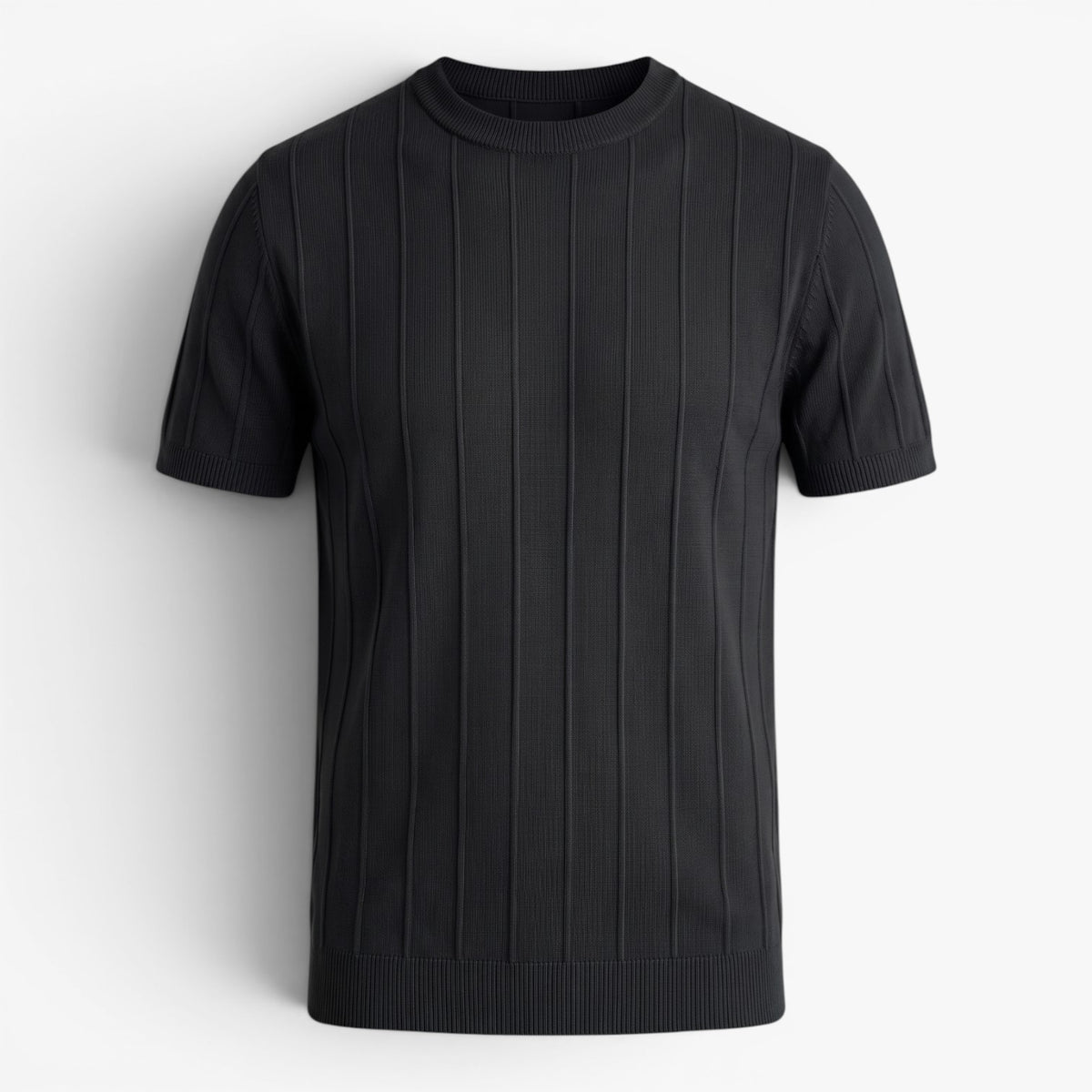 Old Fortune | Heren T-shirt van gebreide stof met verticale ribbels Slim Fit