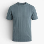 Old Fortune | Heren T-shirt van gebreide stof met verticale ribbels Slim Fit